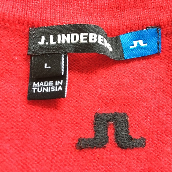 J.Lindeberg 100% Merino Wool Sweater Vest Size L Red Black White - Picture 4 of 4